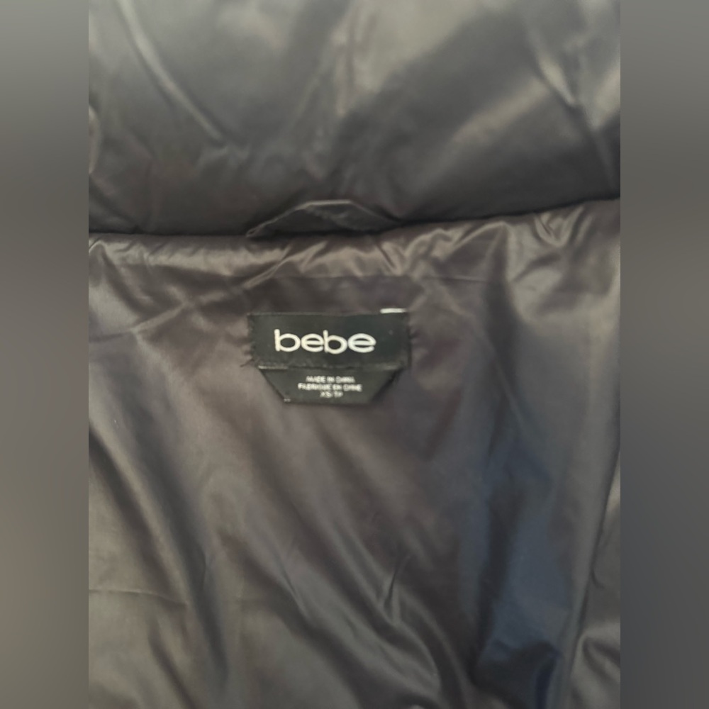 Bebe puffer Black down feather fill hood quilted Coat XS - Picture 10 of 12